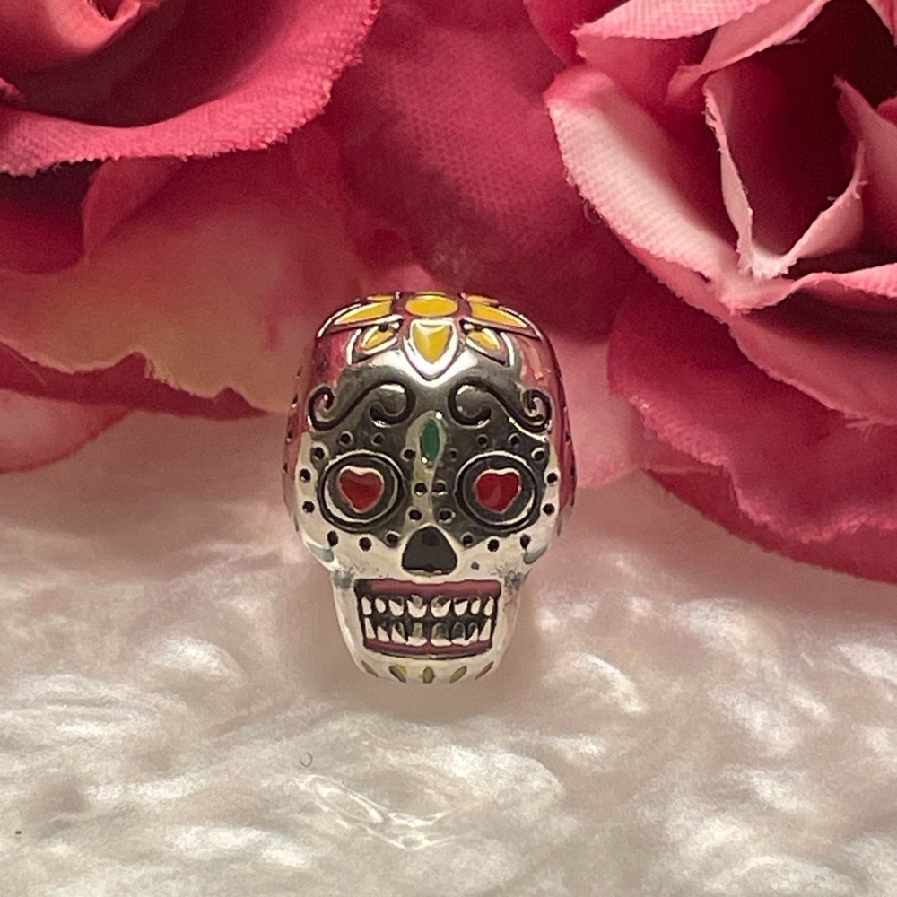 Bracelet Charm Sugar Skull Sterling Silver